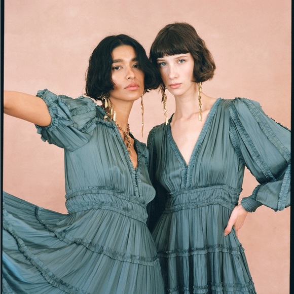 Ulla Johnson Gemma Green Tiered Ruffled Mini Dress Size XXS (00) - Picture 2 of 8